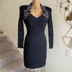 Tina Turner Jem & the Holograms 80s Diva Costume Dress VTG Sequin Lace Bodycon M